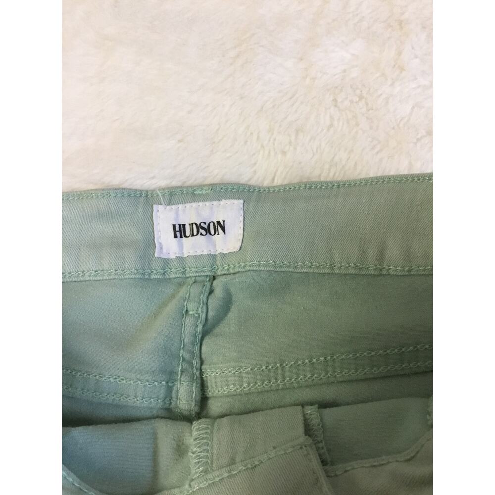 Hudson Wild Green Denim Amber Fray Hem Shorts - Picture 3 of 13